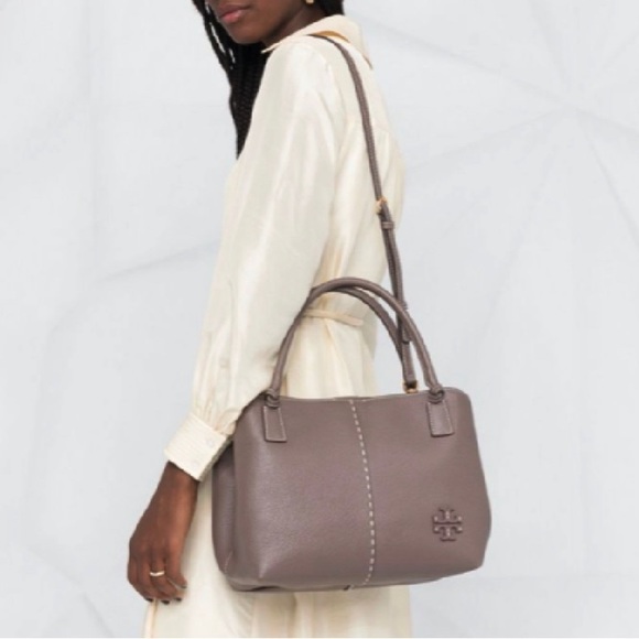 SOLDโ๏ธAuthentic TORY BURCH pebbled leather Satchel/Crosby 2 compartments - Picture 16 of 16